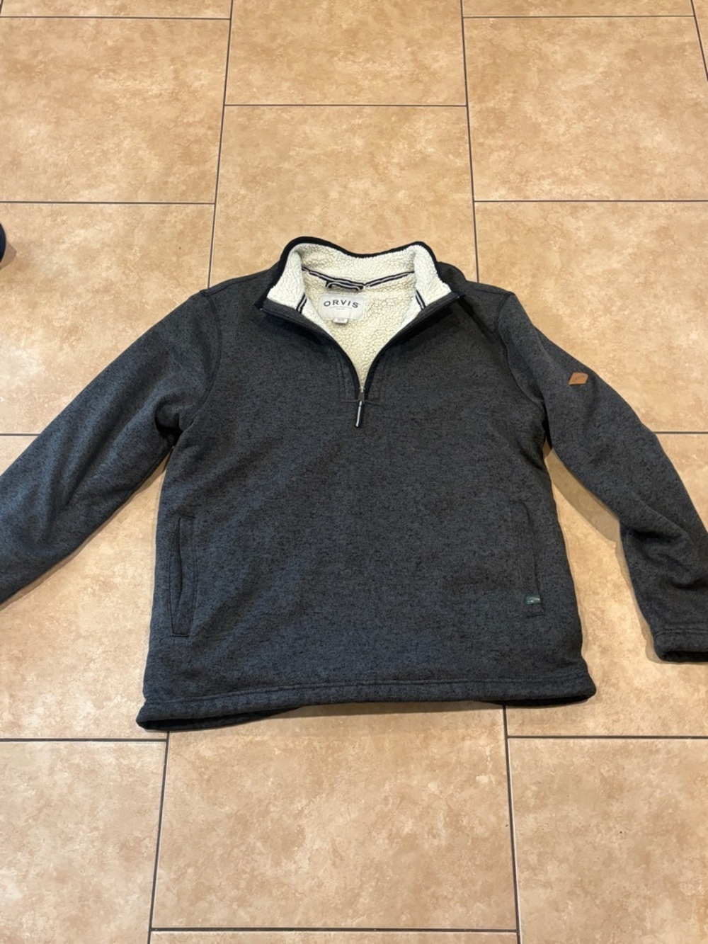 Orvis Men’s Charcoal Sherpa-Lined Half-Zip Sweater